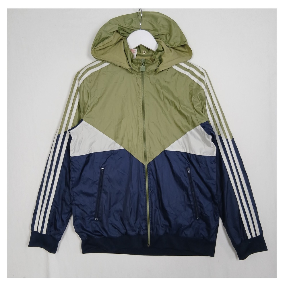 Adidas Originals Colorblock Windbreaker Jacket Green Navy White Mens Small